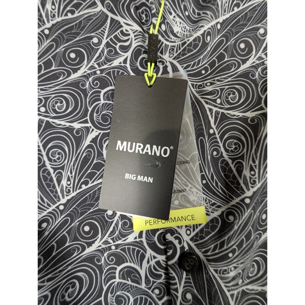 Murano Performance Button Up Shirt Black White Swirl Long Sleeve 2XB - Picture 6 of 12